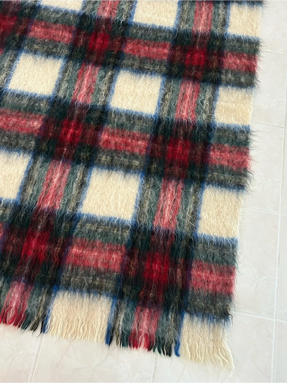 Vintage Andrew Stewart Scotland 70% Mohair Wool Dress Stewart Tartan Blanket